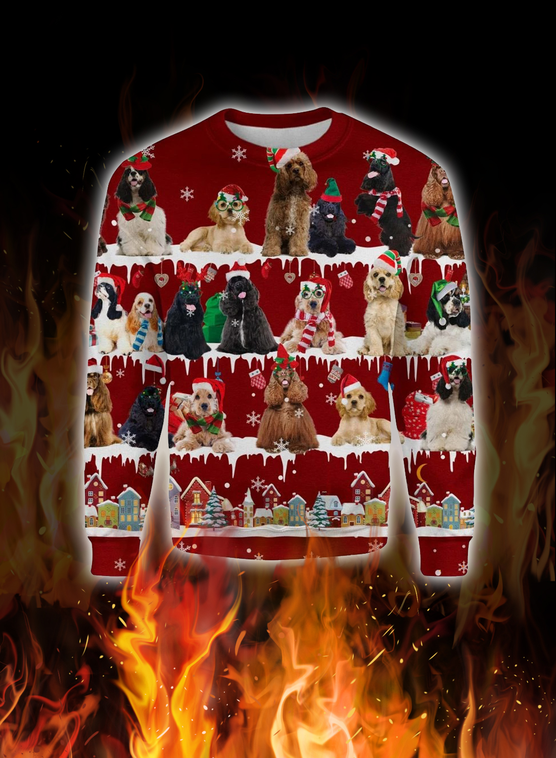 American Cocker Spaniel snow christmas ugly sweater 1