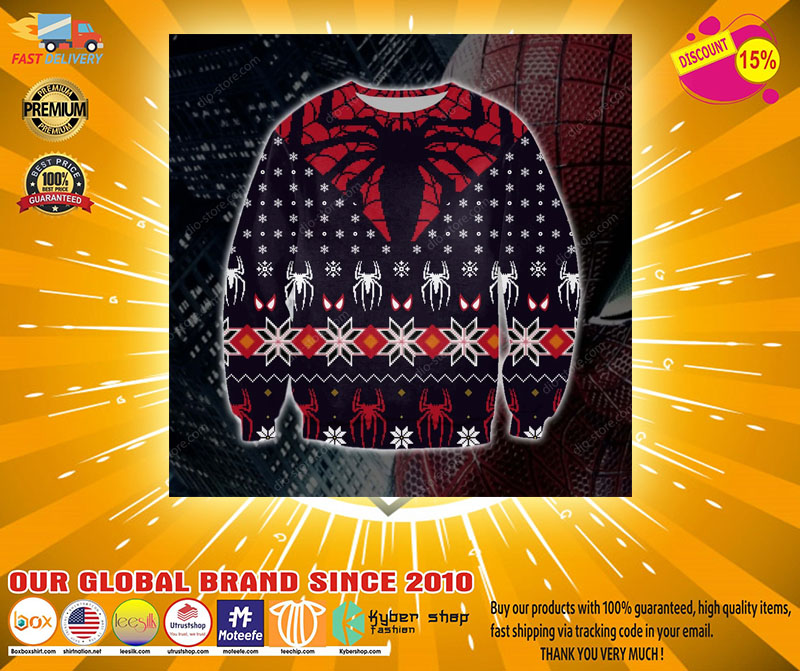 Spider man knitting ugly Christmas sweater2