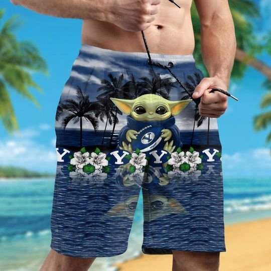 BYU Cougars Baby Yoda Hawaiian Shirt, Short2