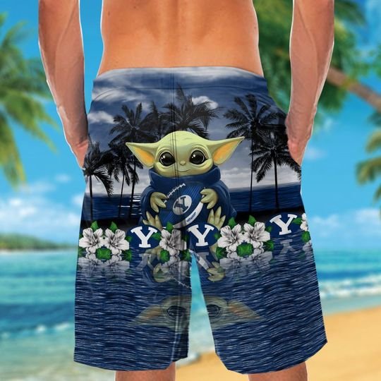 BYU Cougars Baby Yoda Hawaiian Shirt, Short3