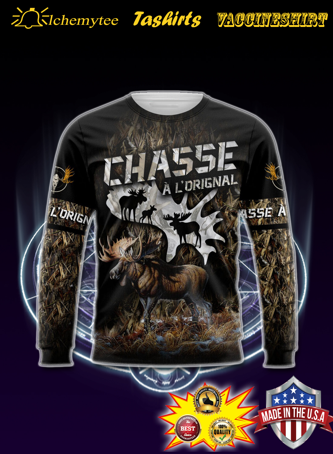 Moose hunting chasse a loriginal 3d shirt la chemise 2