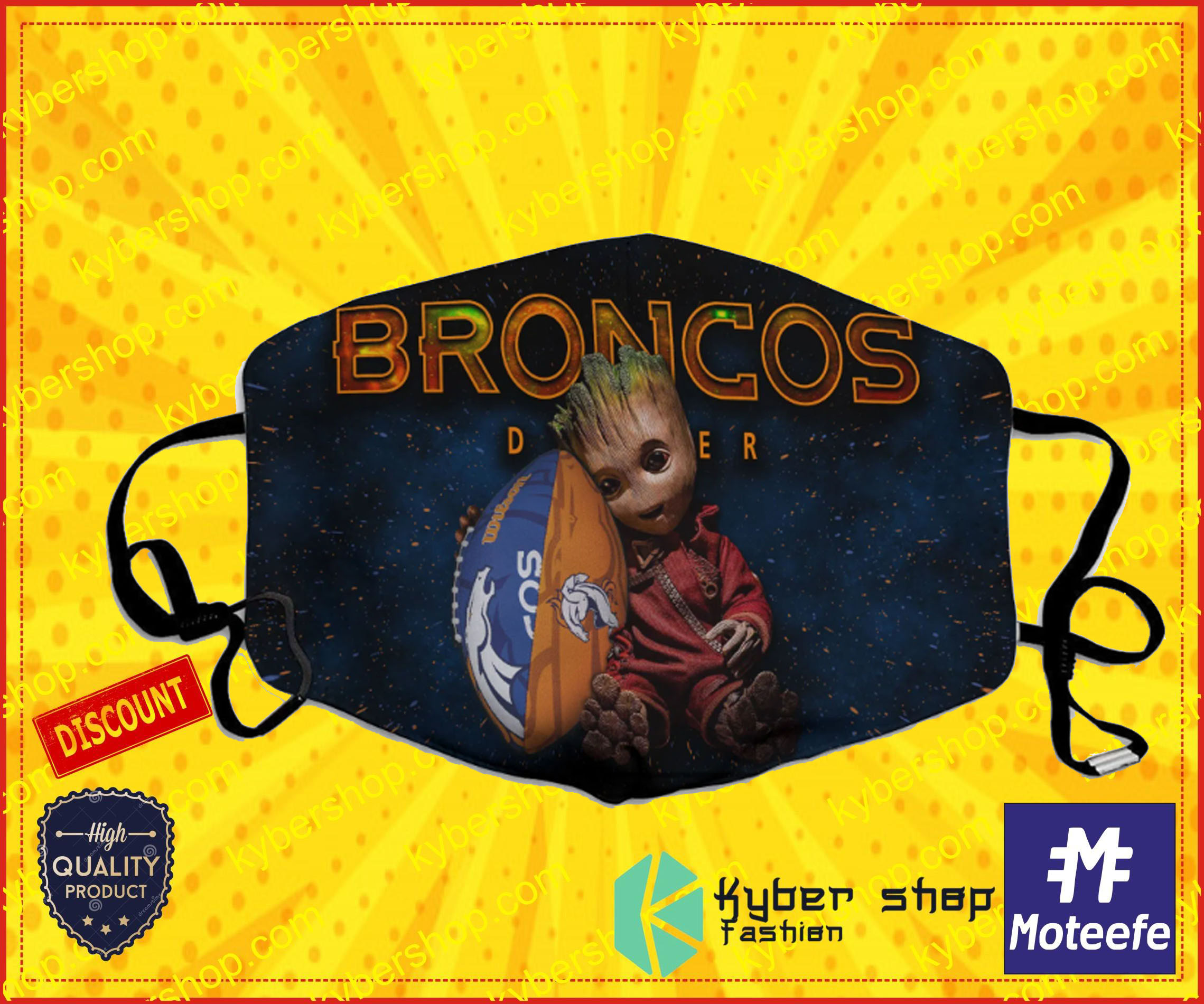 Baby Groot I Love Denver Broncos Face Masks- LIMITED EDTION2