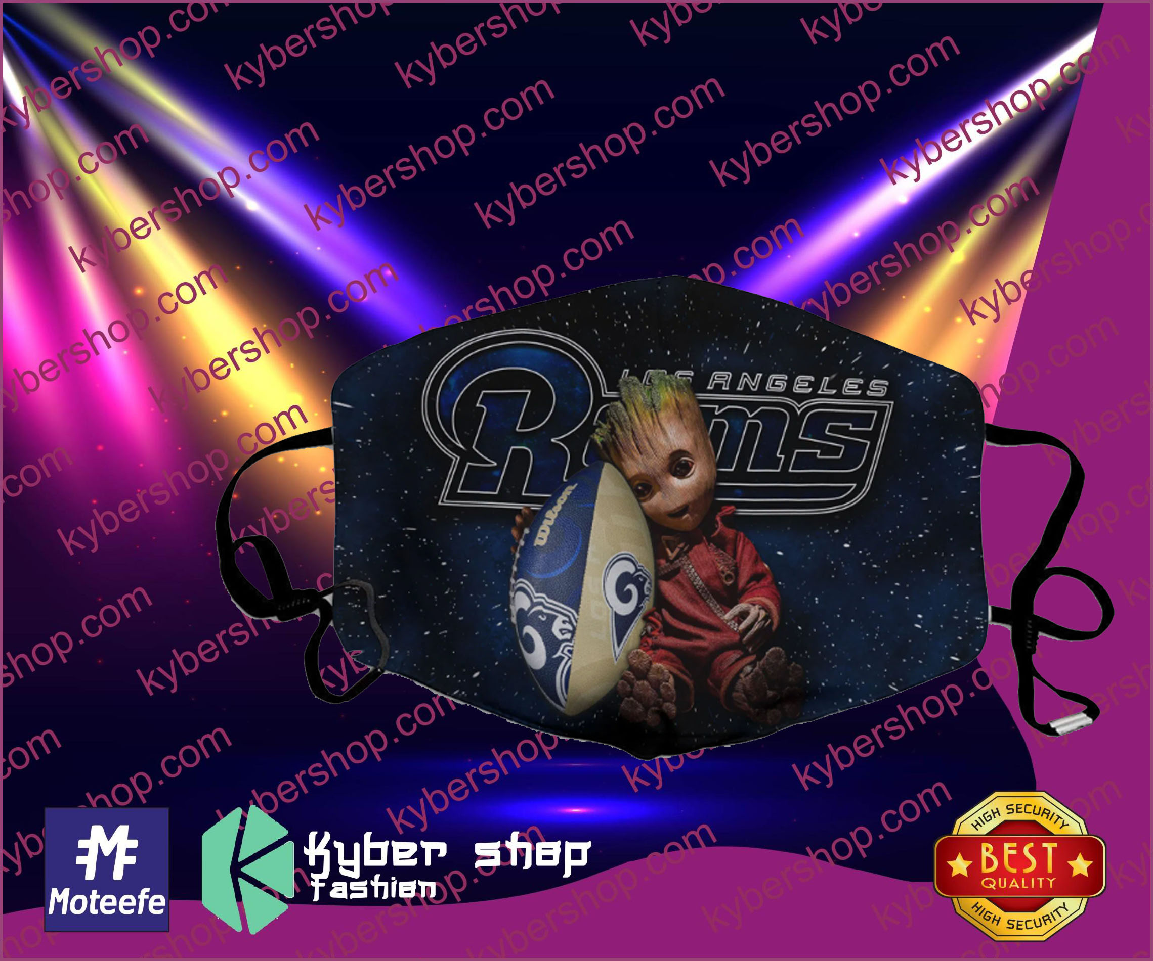 Baby Groot Los Angeles Rams Face Mask1