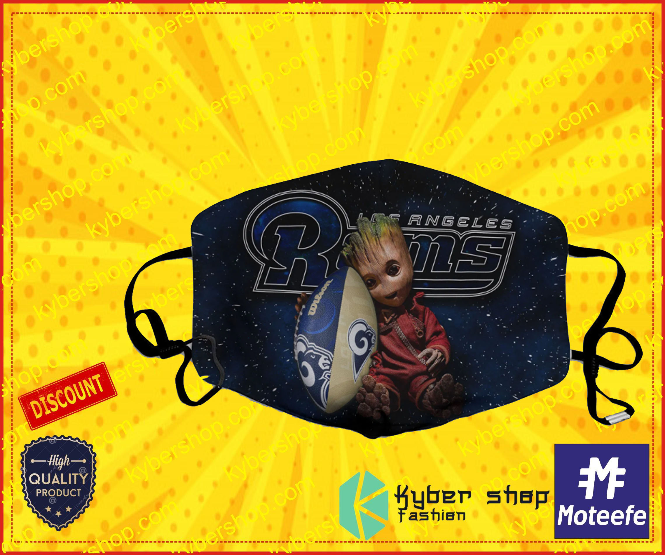 Baby Groot Los Angeles Rams Face Mask2