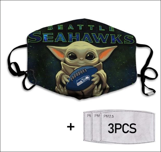 Baby Yoda hug Seattle Seahawks face mask