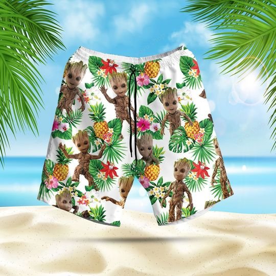 Baby groot pineapple hawaiian shirt short (1)