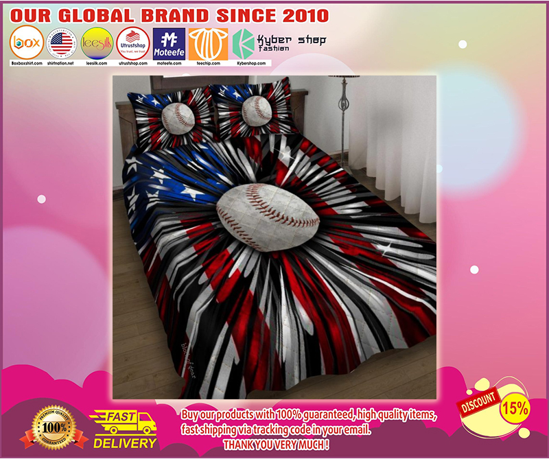Baseball american flag quilt bedding set
