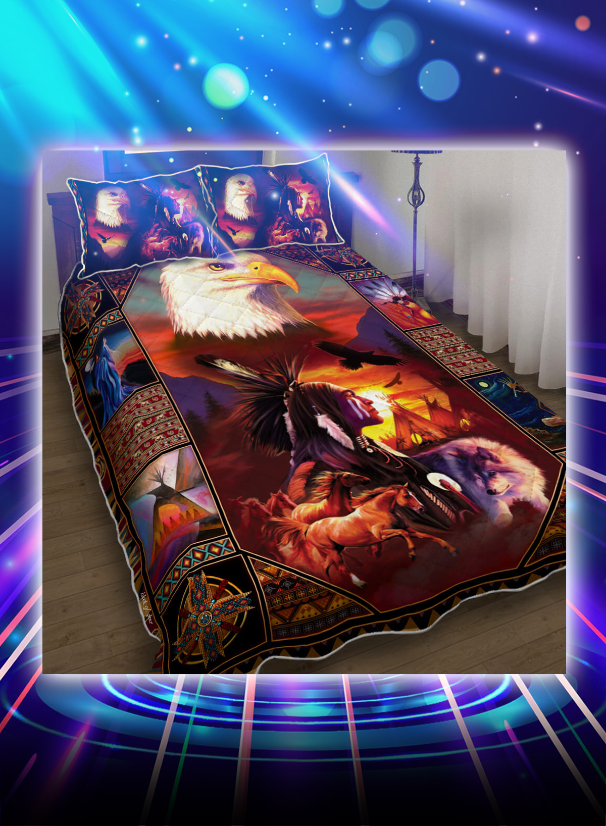 Beautiful Eagles native american inspired bed set - Picture 1