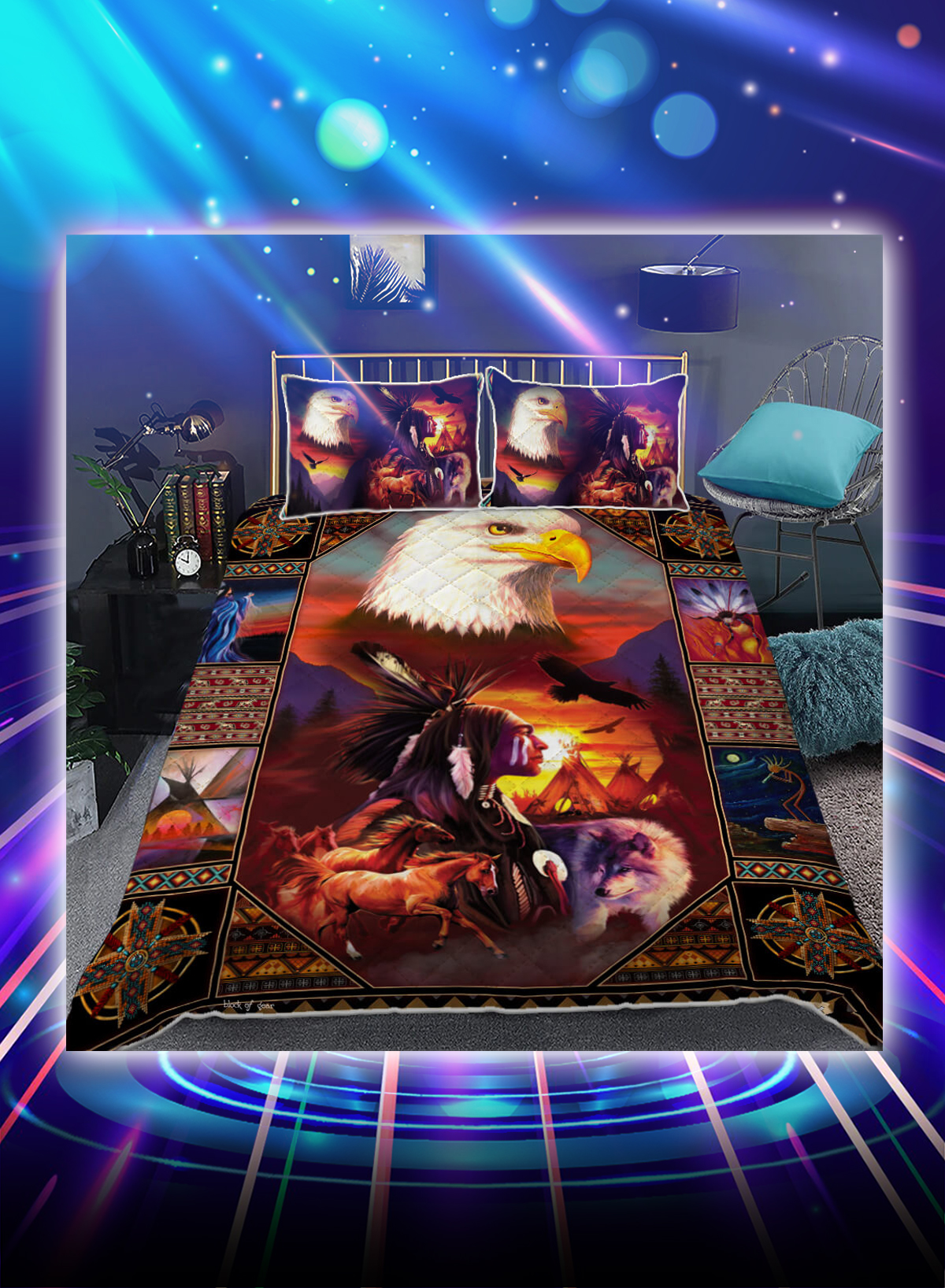 Beautiful Eagles native american inspired bed set