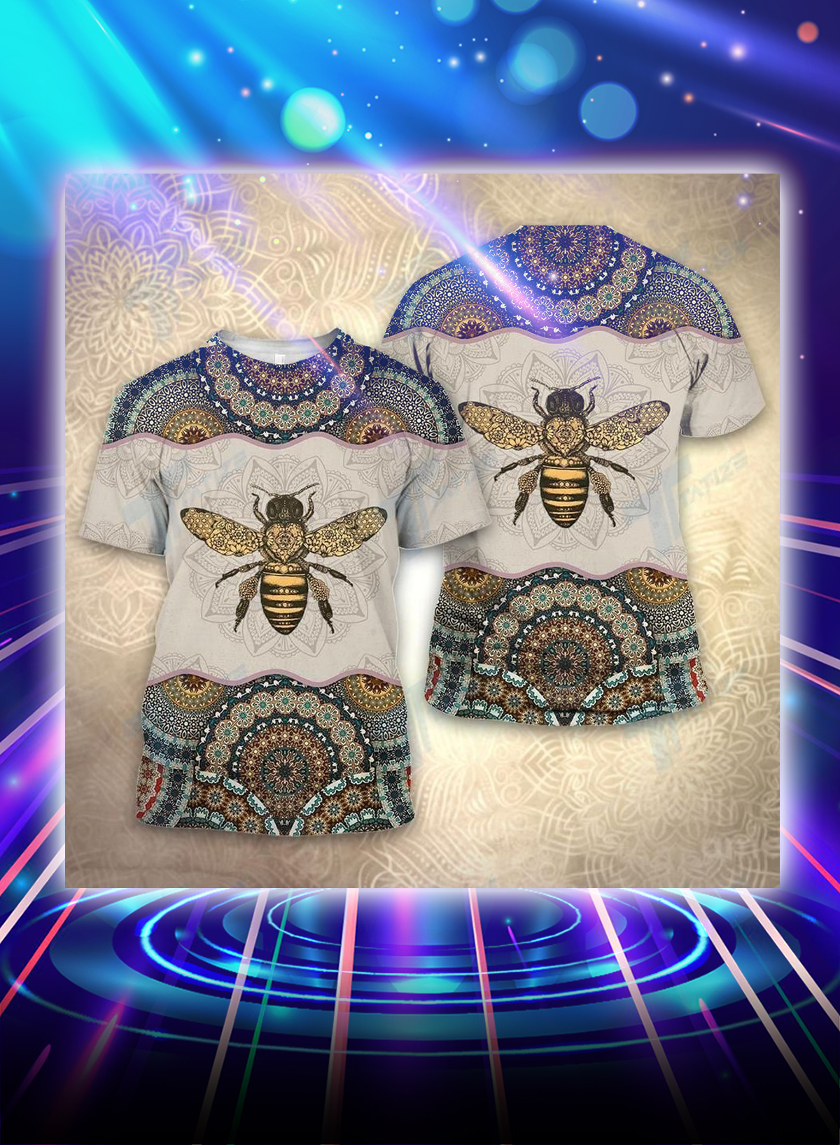 Bee mandala all over printed shirt and sweatshirt