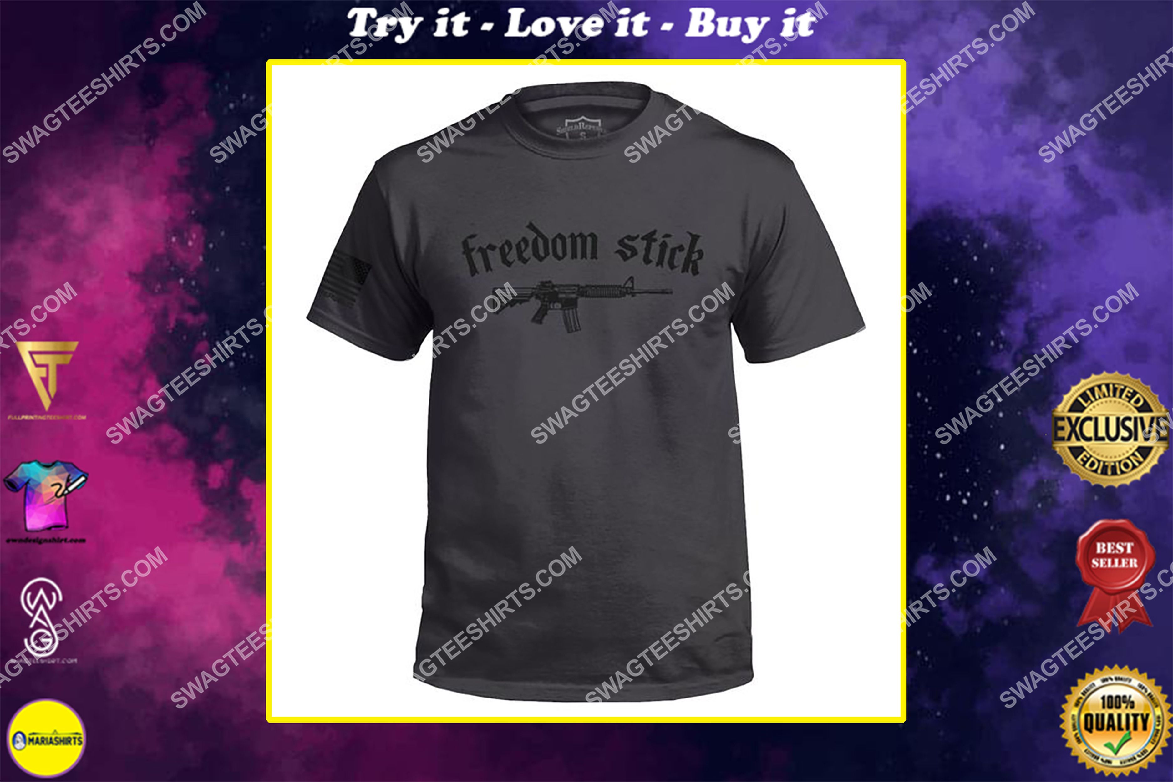 [special edition] freedom stick gun political full ptint shirt- maria