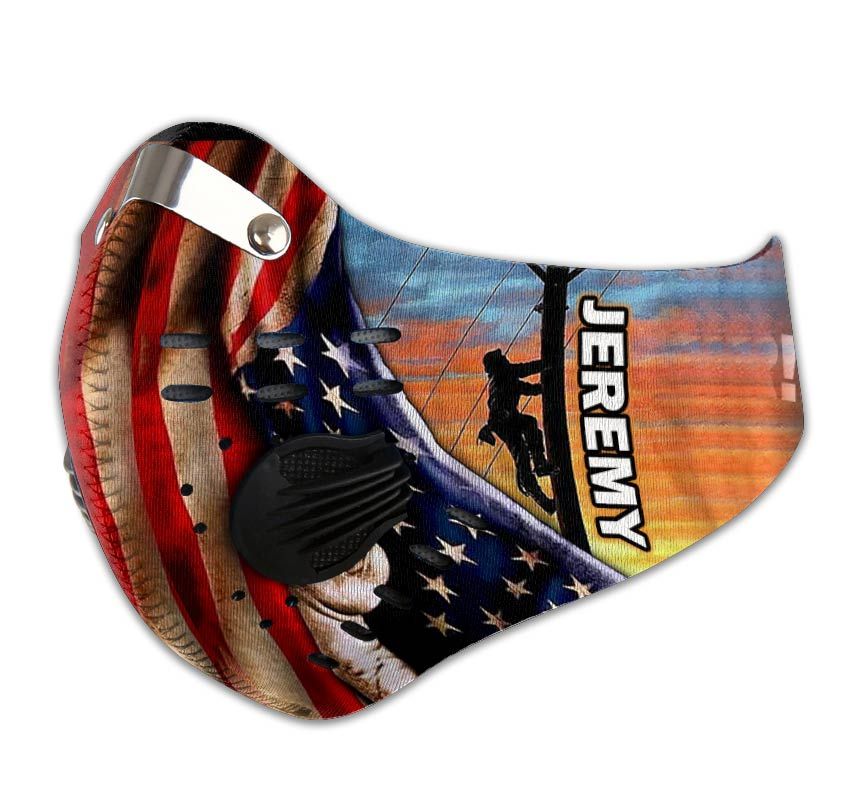 Personalized american flag lineman carbon pm 2