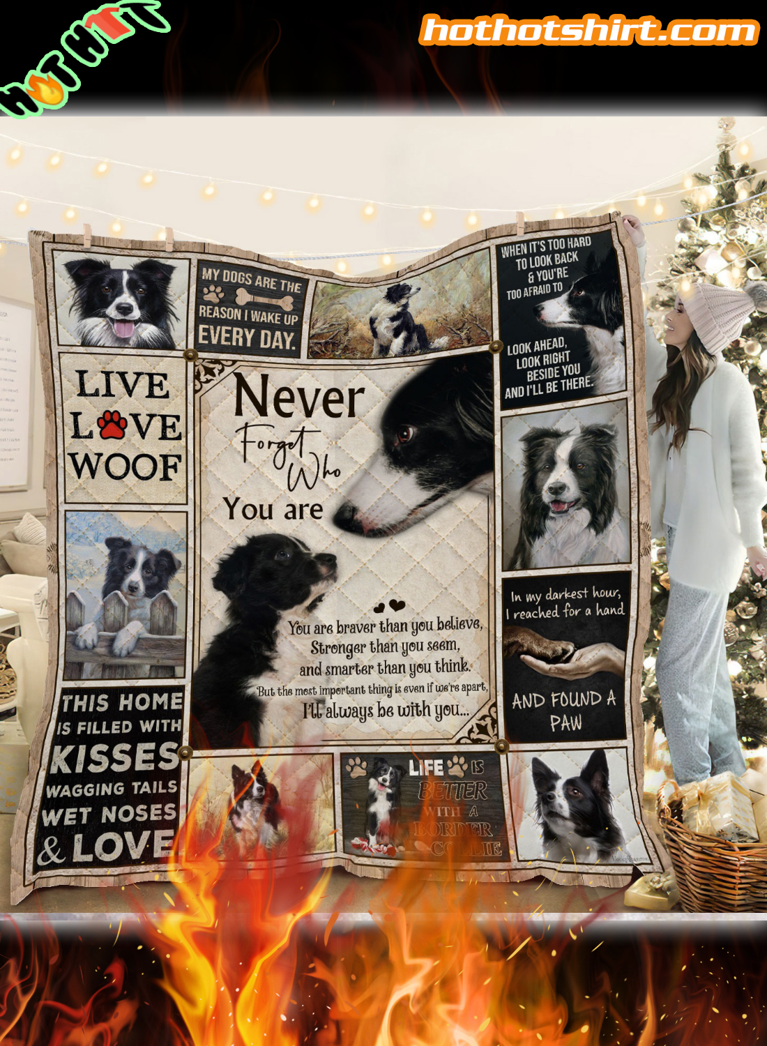 Border Collie never forget who you are quilt blanket 1