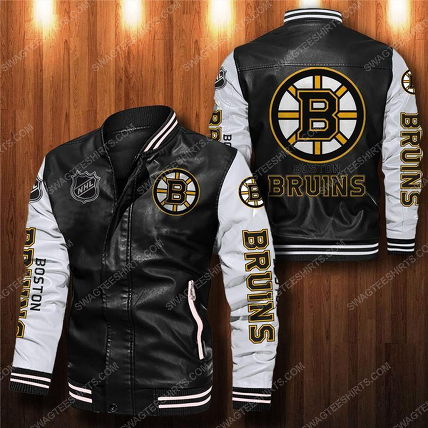 [special edition] Boston bruins all over print leather bomber jacket – maria