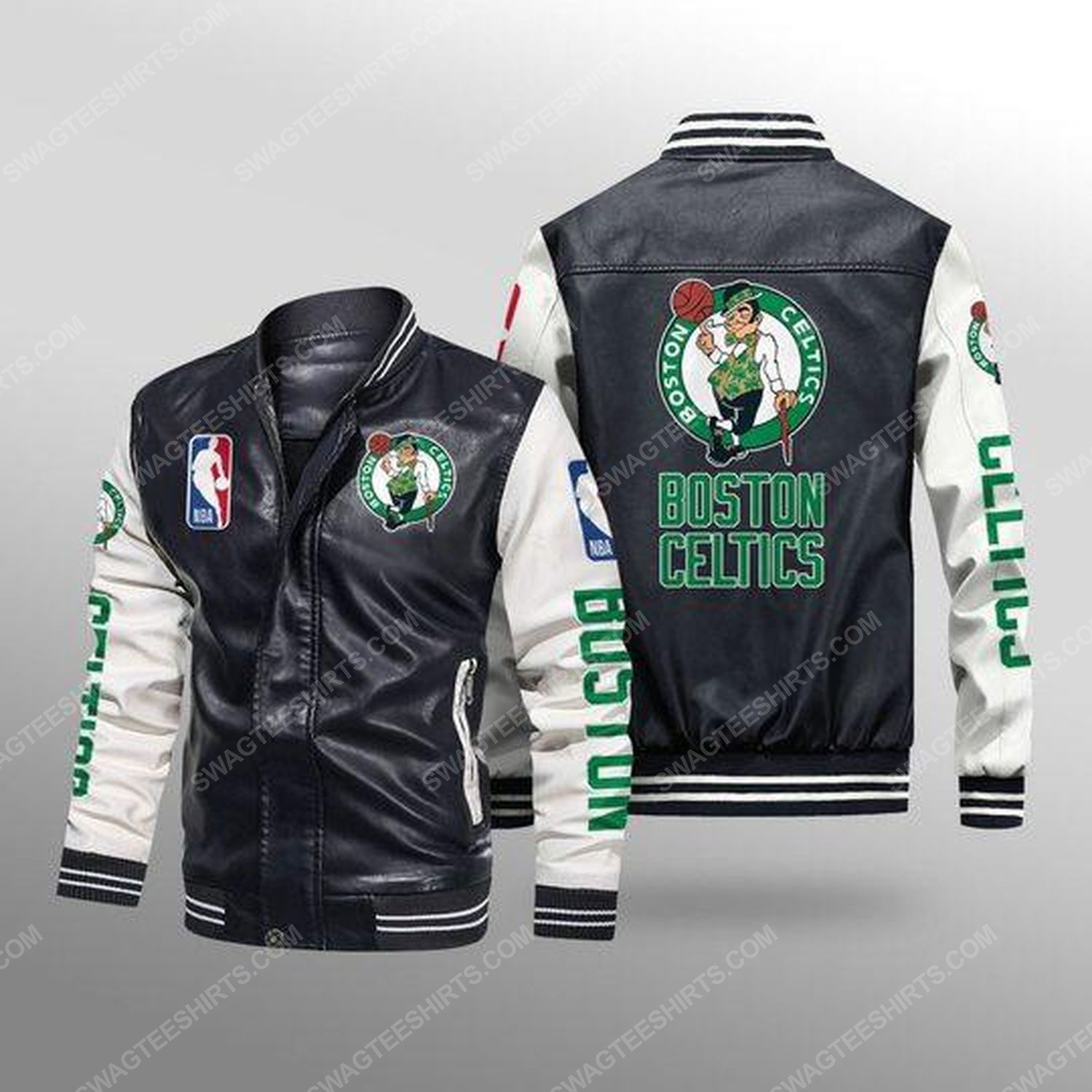 [special edition] Boston celtics all over print leather bomber jacket – maria