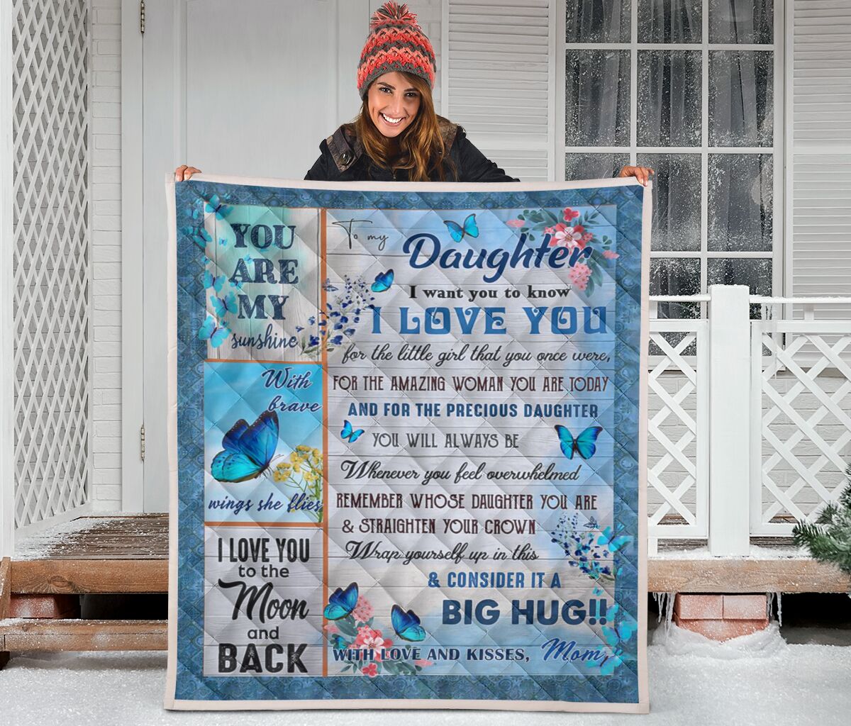 Butterfly you are my sunshine daughter mom blanket