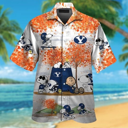 Byu cougars The Peanuts Snoopy autumn hawaiian shirt,short -BBS