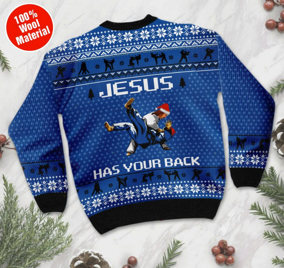 Jesus has your back Judo ugly sweater 1