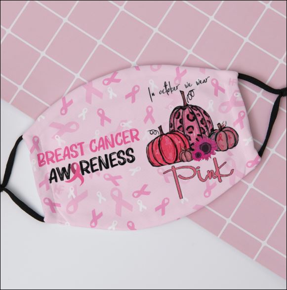 Breast cancer awareness in october we wear pink pumpkin face mask
