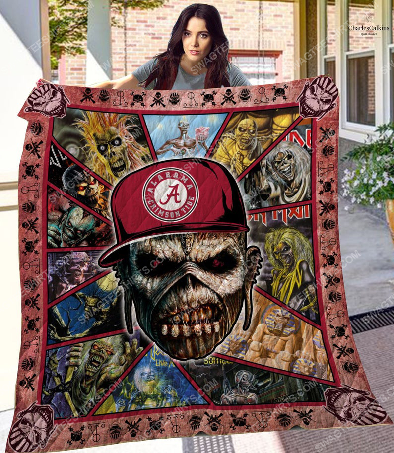 [special edition] Iron maiden and alabama crimson tide football full printing quilt – maria