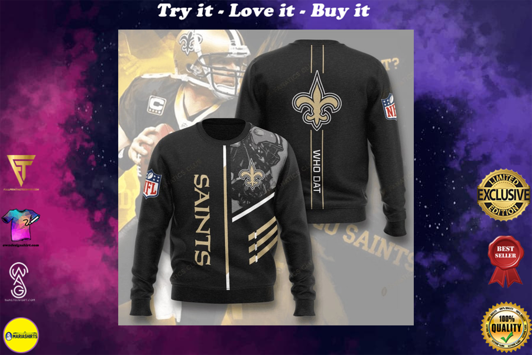 [special edition] new orleans saints who dat full printing ugly sweater – maria