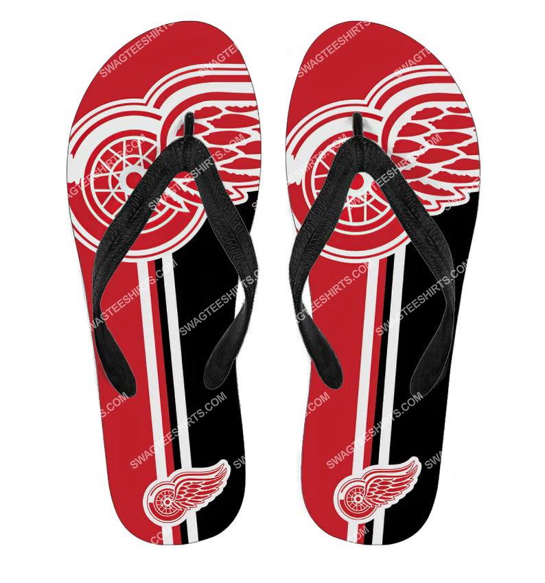 national hockey league detroit red wings full printing flip flops 2