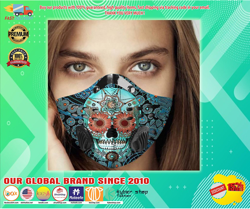 Day of the dead sugar skull filter carbon face mask 3
