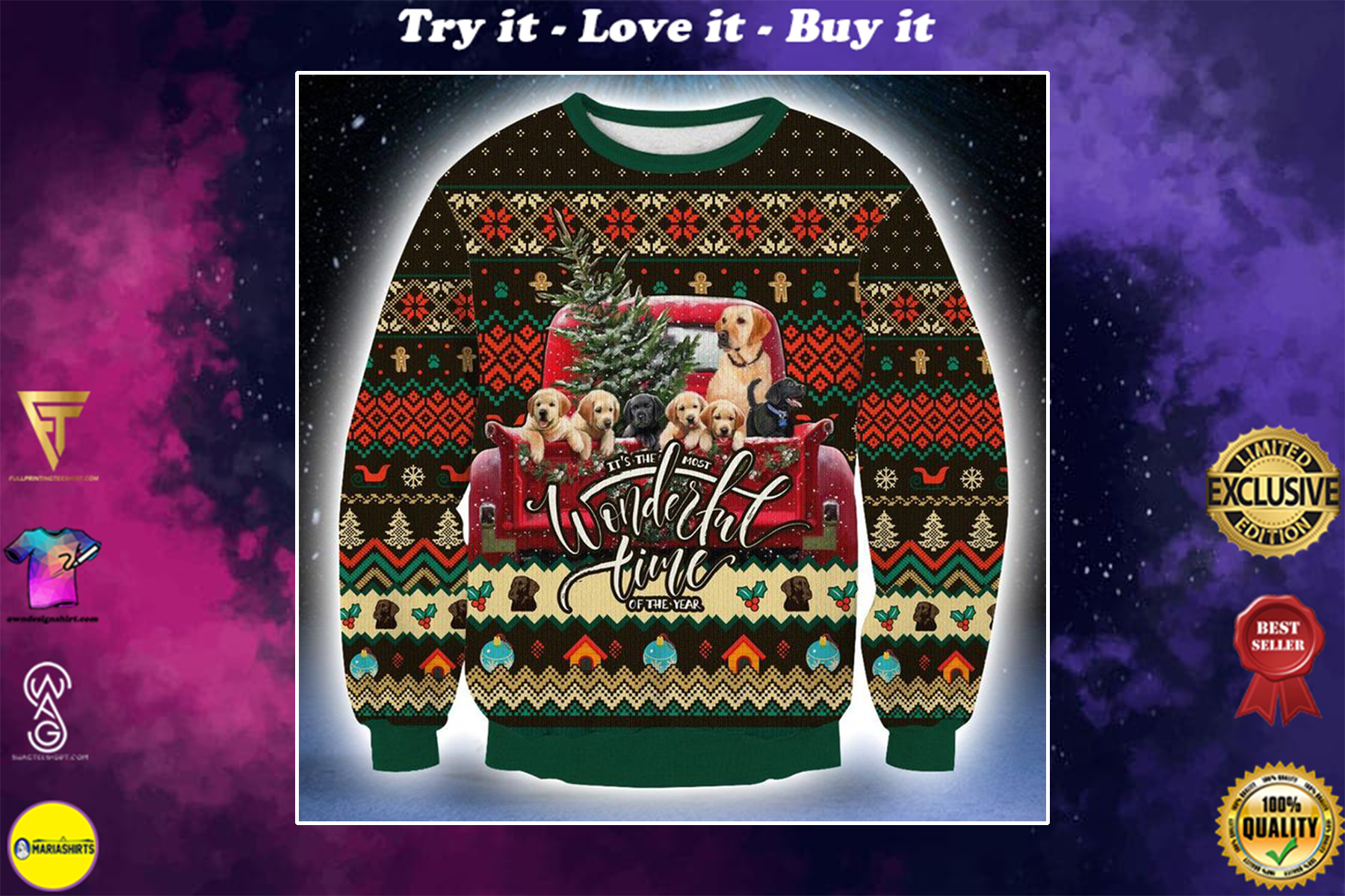 labrador its the most wonderful time of the year christmas sweater
