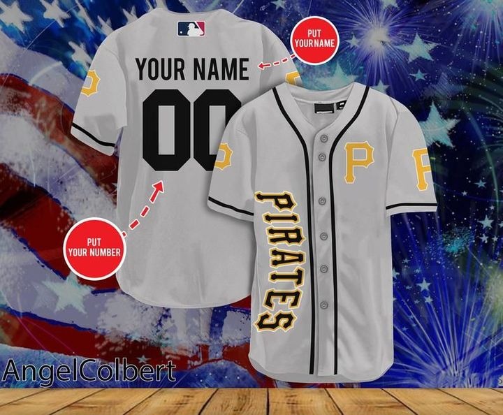 Pittsburgh Pirates Personalized Name And Number Baseball Jersey Shirt - Grey