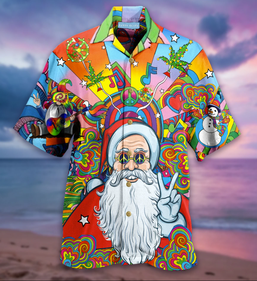 Hippie Santa Claus hawaiian shirt 1