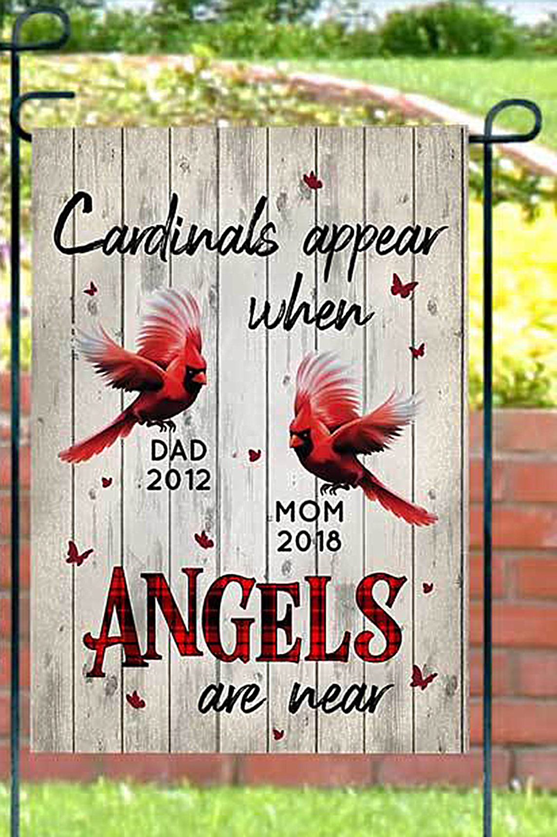 Cardinals appear when angels are near garden flag 1