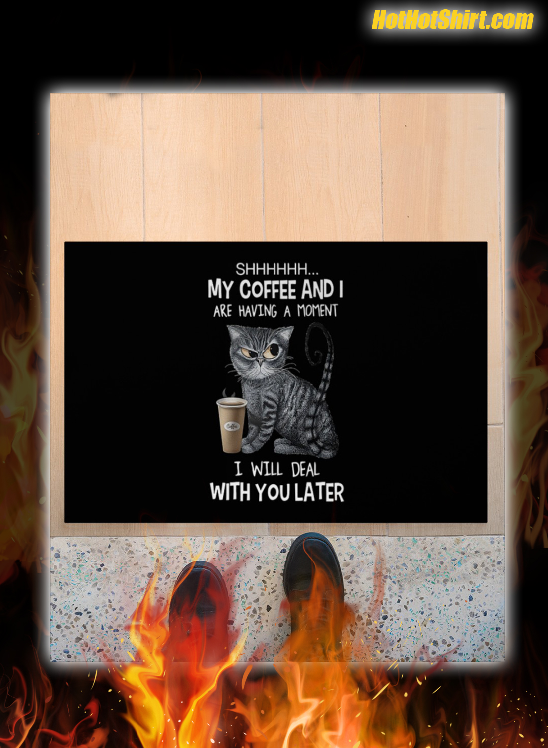 Cat My Coffee And I Are Having A Moment Doormat