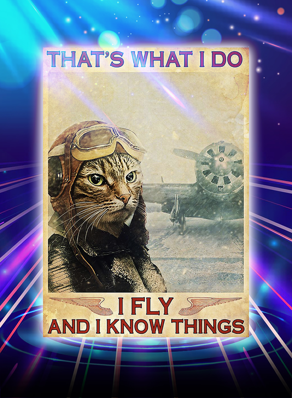 Cat that's what i do i fly and i know things poster - A4