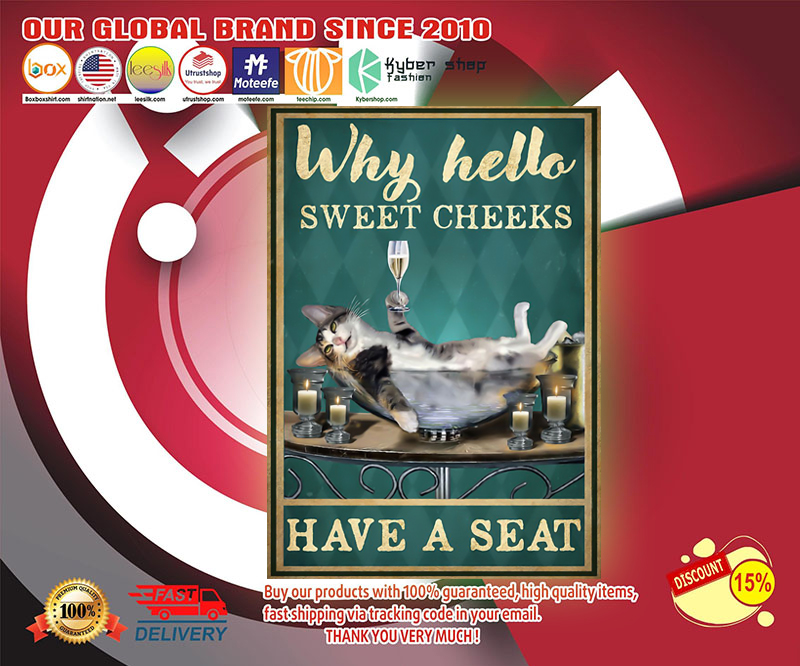 Cat why hello sweet cheeks have a seat poster 4