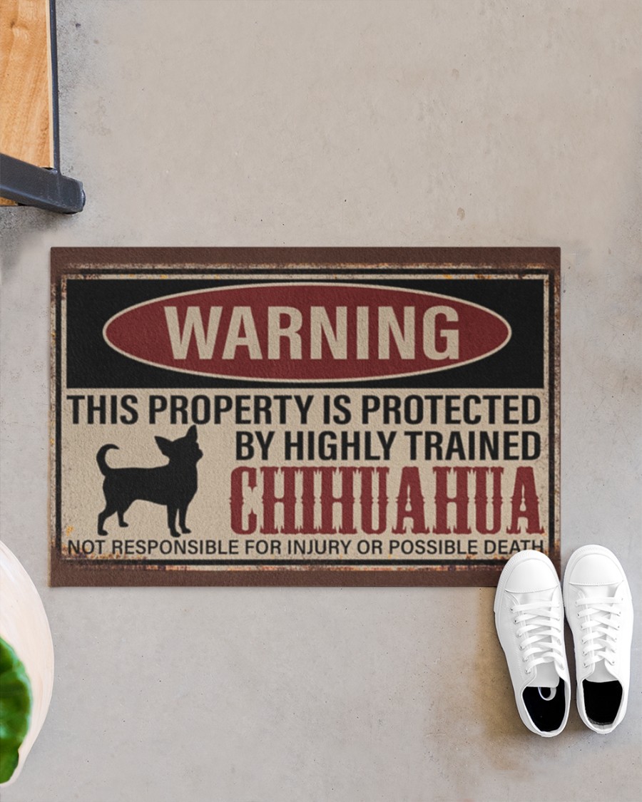 Chihuahua warning this property is protected by hinghly trained chihuahua doormat 8