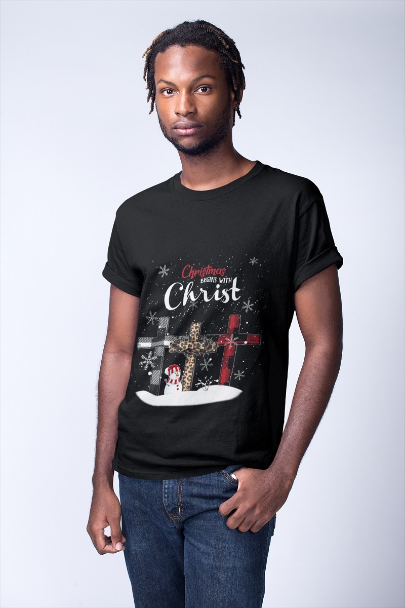Christmas begins with christ crosses shirt