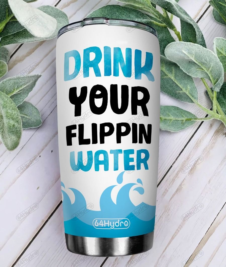 Dolphin Drink your flippin water TUMBLER CUSTOM NAME2