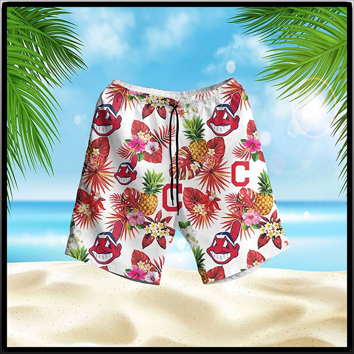 Cleveland Andians Logo Pinapple Hawaiian Shirt, Short3