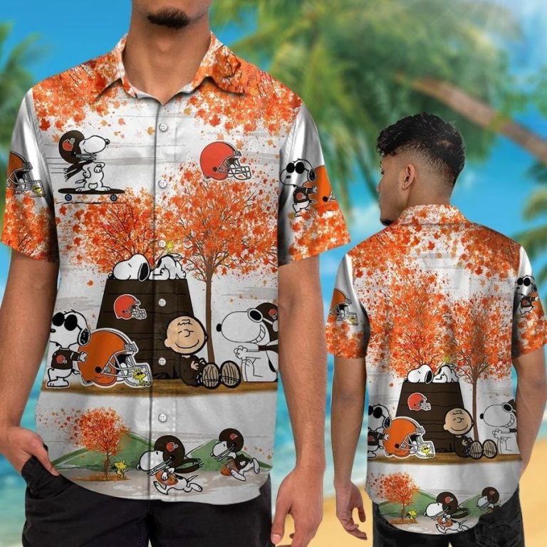 Cleveland Browns Snoopy Autumn Hawaiian Shirt, Shorts