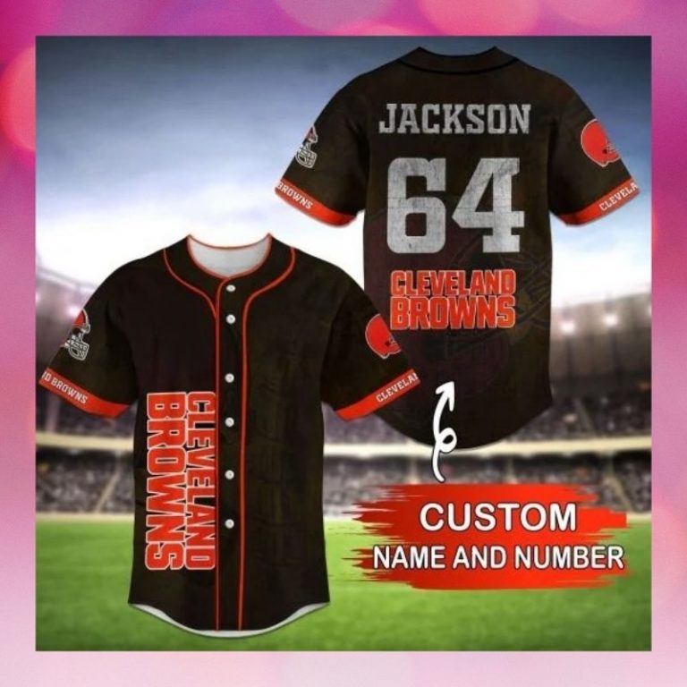 Cleveland Browns orange custom personalized baseball jersey 3