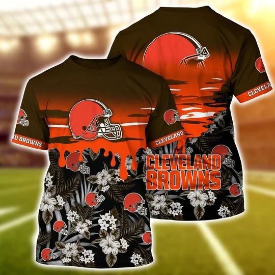Cleveland Browns tropical flowers 3d T-shirt – LIMITED EDITION