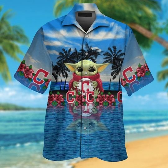 Cleveland Indians Baby Yoda Hawaiian Shirt, Short1