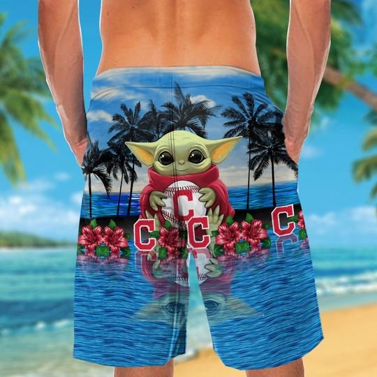 Cleveland Indians Baby Yoda Hawaiian Shirt, Short3