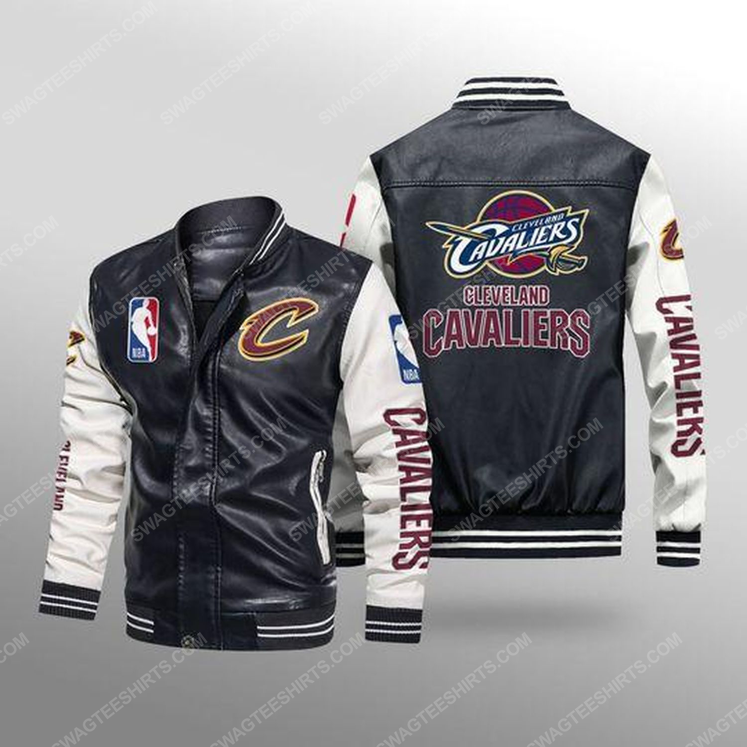 [special edition] Cleveland cavaliers all over print leather bomber jacket – maria