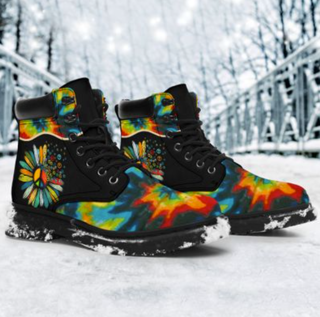 Colorful hippie sunflower timberland boots 1