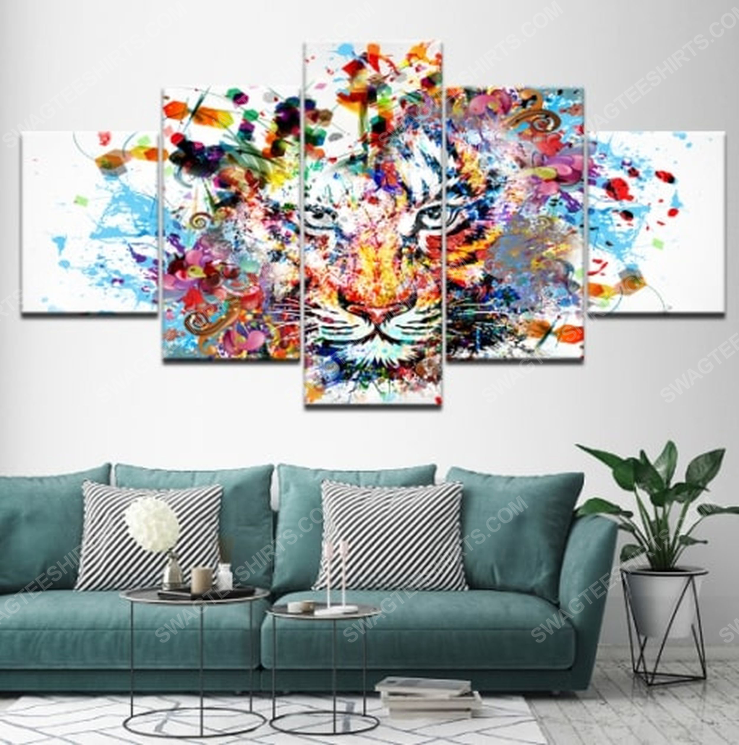 [special edition] Colorful tiger watercolor canvas wall art home decor – maria