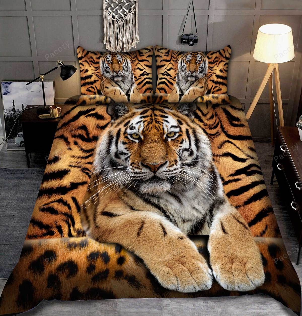 Cool tiger all over printed bedding set