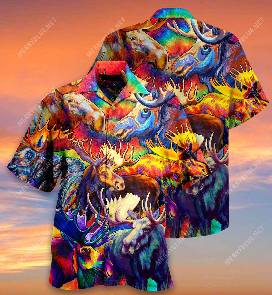 Corlorful mooses hawaiian shirt