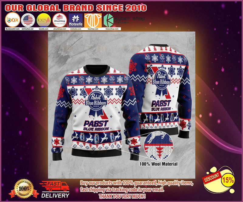 Pabst blue ribbon beer ugly Christmas sweater 1