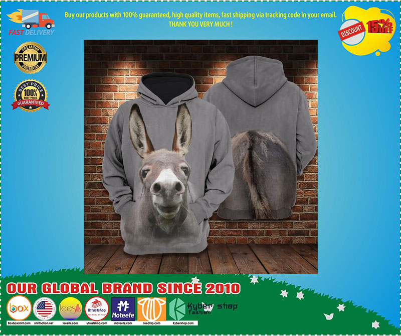 Cute donkey 3D hoodie 2